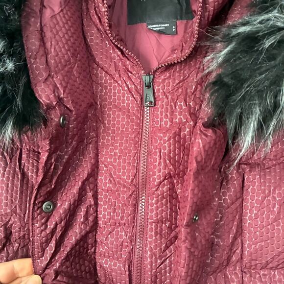 THE NORTH FACE fur hooded down parkina in deep red burgundy size S - Picture 13 of 16